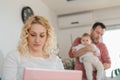 Woman using laptop at home office Royalty Free Stock Photo