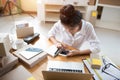 Woman using a laptop for online shopping at home,Online shopping concept Royalty Free Stock Photo