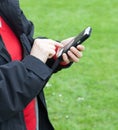 Woman using mobile phone outside