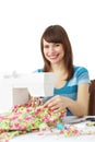 Woman using sewing machine Royalty Free Stock Photo