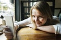 Woman Using Smart Phone Coffee Shop Concept Royalty Free Stock Photo