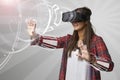 Woman Using Virtual Reality Headset Royalty Free Stock Photo