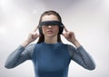 Woman using virtual reality headset Royalty Free Stock Photo
