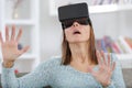 woman using vr headset