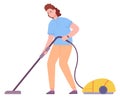 Woman vacuum cleaning. Household cleanup. Housekeeping person