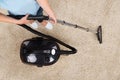 Woman Vacuuming Carpet Royalty Free Stock Photo