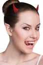 Woman with vampire fangs Royalty Free Stock Photo