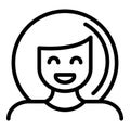 Woman various smiling icon, outline style