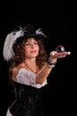 Woman in vaudeville costume with glass marble Royalty Free Stock Photo