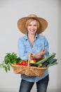 Woman with a vegetable basket Royalty Free Stock Photo