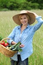 Woman with vegetable basket Royalty Free Stock Photo