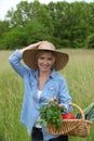 Woman with vegetables basket Royalty Free Stock Photo