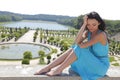 Woman in Versailles gardens France Royalty Free Stock Photo