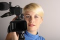 Woman with video camera