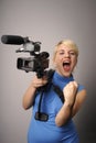 Woman with video camera