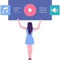Woman viewing video media content vector icon