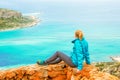 Woman On Viewpoint Above Balos Bay On Kreta Royalty Free Stock Photo