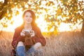 Woman with vintage camera Royalty Free Stock Photo
