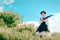 Retro Woman in Vintage Costume Fantasy Portrait Outdoors Royalty Free Stock Photo