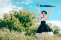 Retro Woman in Vintage Costume Fantasy Portrait Outdoors Royalty Free Stock Photo