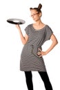 Woman with vinyl plate Royalty Free Stock Photo