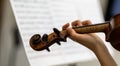 Woman violinist playing an antique baroque violin Royalty Free Stock Photo