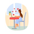 Woman virtual love heart