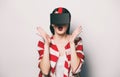 Woman with virtual reality gadget