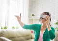 Woman in virtual reality glasses.