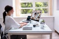 Woman In Virtual Telework Webinar Royalty Free Stock Photo