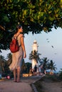 Woman visiting Galle Dutch Fort in Sri Lanka Royalty Free Stock Photo