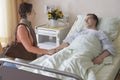 Woman Visiting Man In Hospital