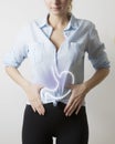 Woman with visualisation of stomach Royalty Free Stock Photo