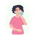 Woman with vitiligo disease drinking a fresh glass of water. Healthy and Sustainable Lifestyle Concept