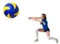 Woman volleyball player isolated with ball version Royalty Free Stock Photo