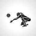 Woman volleyball player silhouette passing ball Vector eps10 Royalty Free Stock Photo