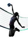 Woman volleyball players isolated silhouette Royalty Free Stock Photo