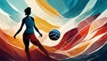 Woman Volleyball silhouettes on an abstract background