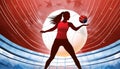 Woman Volleyball silhouettes on an abstract background