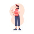 Woman Volunteer Character Giving Flyers Vector Illustration