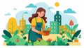 A woman volunteers at a community garden not only cultivating plants but also nurturing a sense of community and Royalty Free Stock Photo