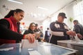 Woman voting at polling station