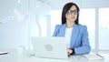 Woman Waiting for Meeting, Watching Time on smartwatch