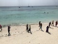 Woman walk along on the beach of Zanzibar, Tanzania - AFRICA