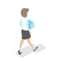 Woman walk with book pile. Carrying books Royalty Free Stock Photo