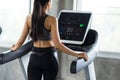 woman walk and run on treadmills in gym Royalty Free Stock Photo