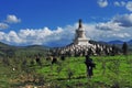 A woman walked Pagoda