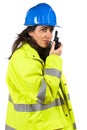 Woman with walkie talkie