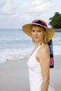 Woman walking on the beach