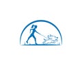 Woman Walking With The Dog Creative Logo